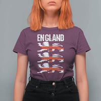 Vintage Three Lions England Pride T Shirt For Women Patriotic Soccer British Football Fans