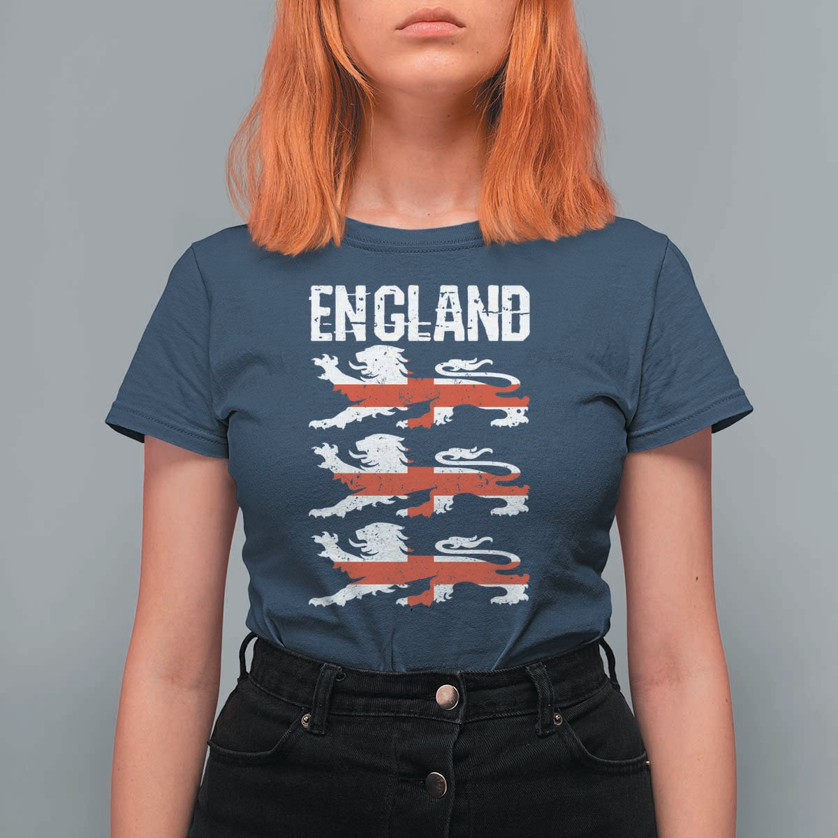 Vintage Three Lions England Pride T Shirt For Women Patriotic Soccer British Football Fans