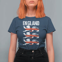 Vintage Three Lions England Pride T Shirt For Women Patriotic Soccer British Football Fans