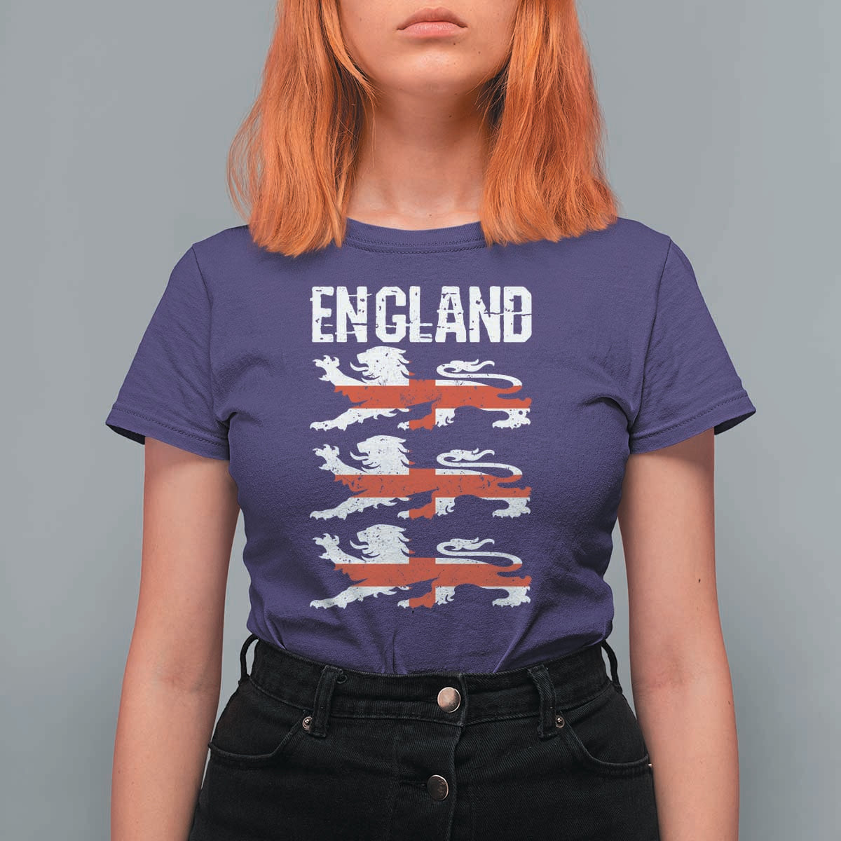 Vintage Three Lions England Pride T Shirt For Women Patriotic Soccer British Football Fans