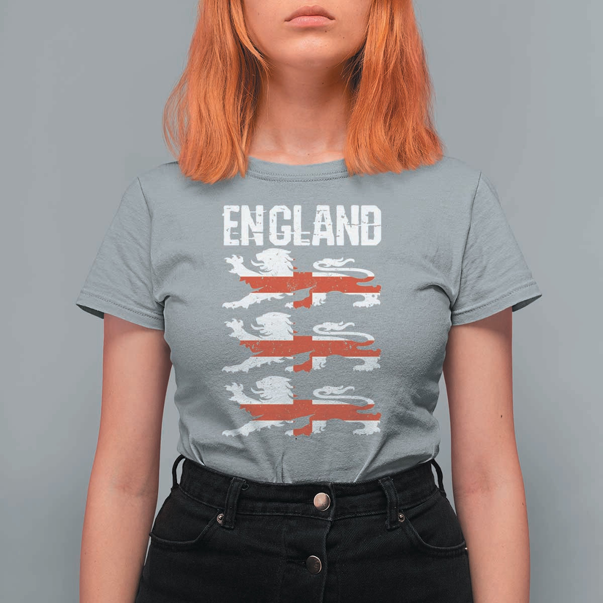 Vintage Three Lions England Pride T Shirt For Women Patriotic Soccer British Football Fans