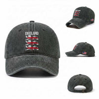 Vintage Three Lions England Pride Washed Cotton Baseball Cap Patriotic Soccer British Football Fans