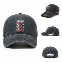 Vintage Three Lions England Pride Washed Cotton Baseball Cap Patriotic Soccer British Football Fans