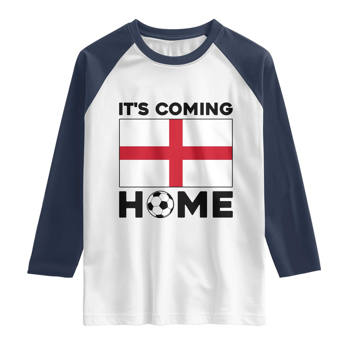 It is Coming Home England Football Flag Raglan Shirt Patriotic Soccer Fans St Georges Cross Heritage Pride