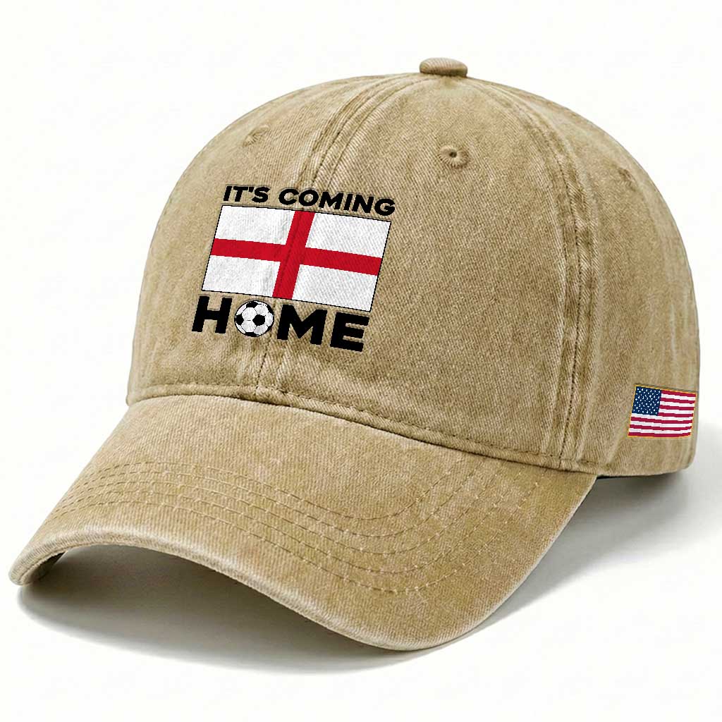 It is Coming Home England Football Flag Washed Cotton Baseball Cap Patriotic Soccer Fans St Georges Cross Heritage Pride
