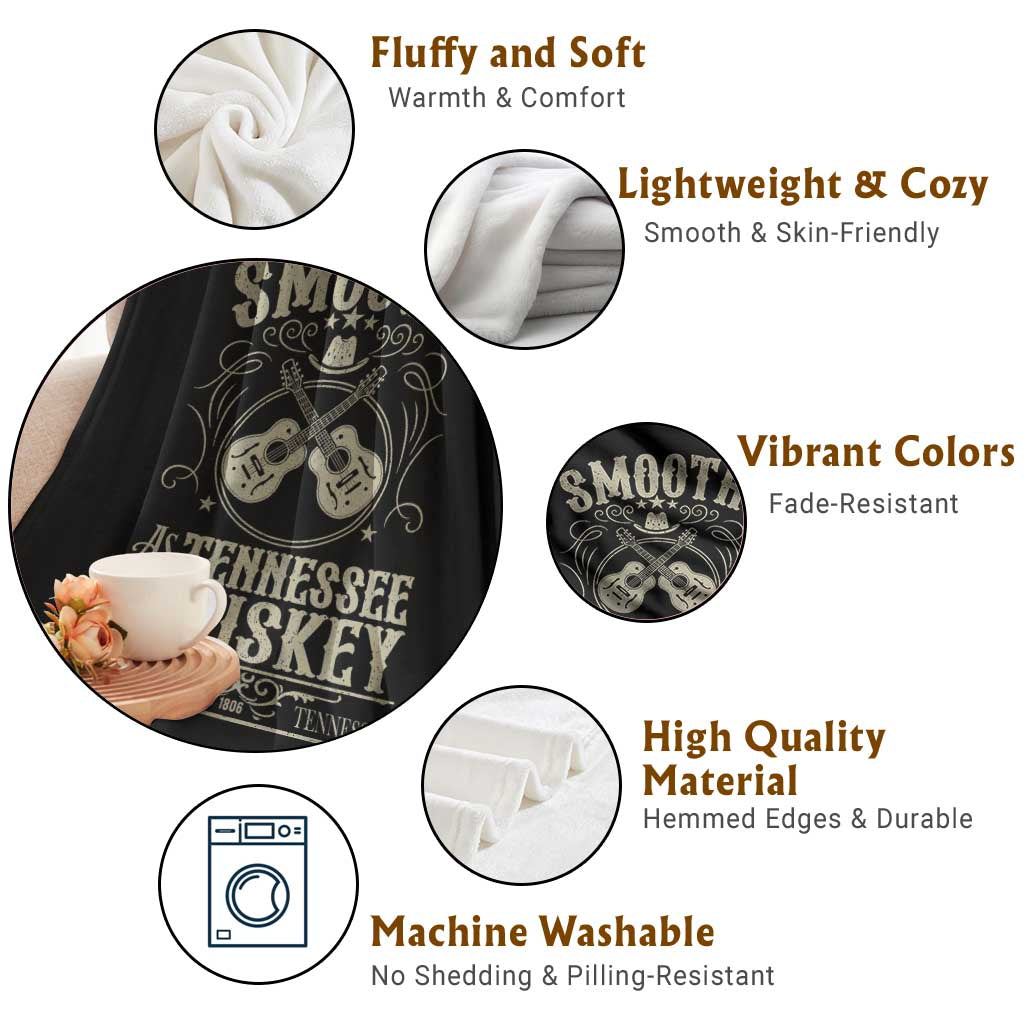 Smooth As Tennessee Whiskey Throw Blanket Country Music Guitar Drinking Addict