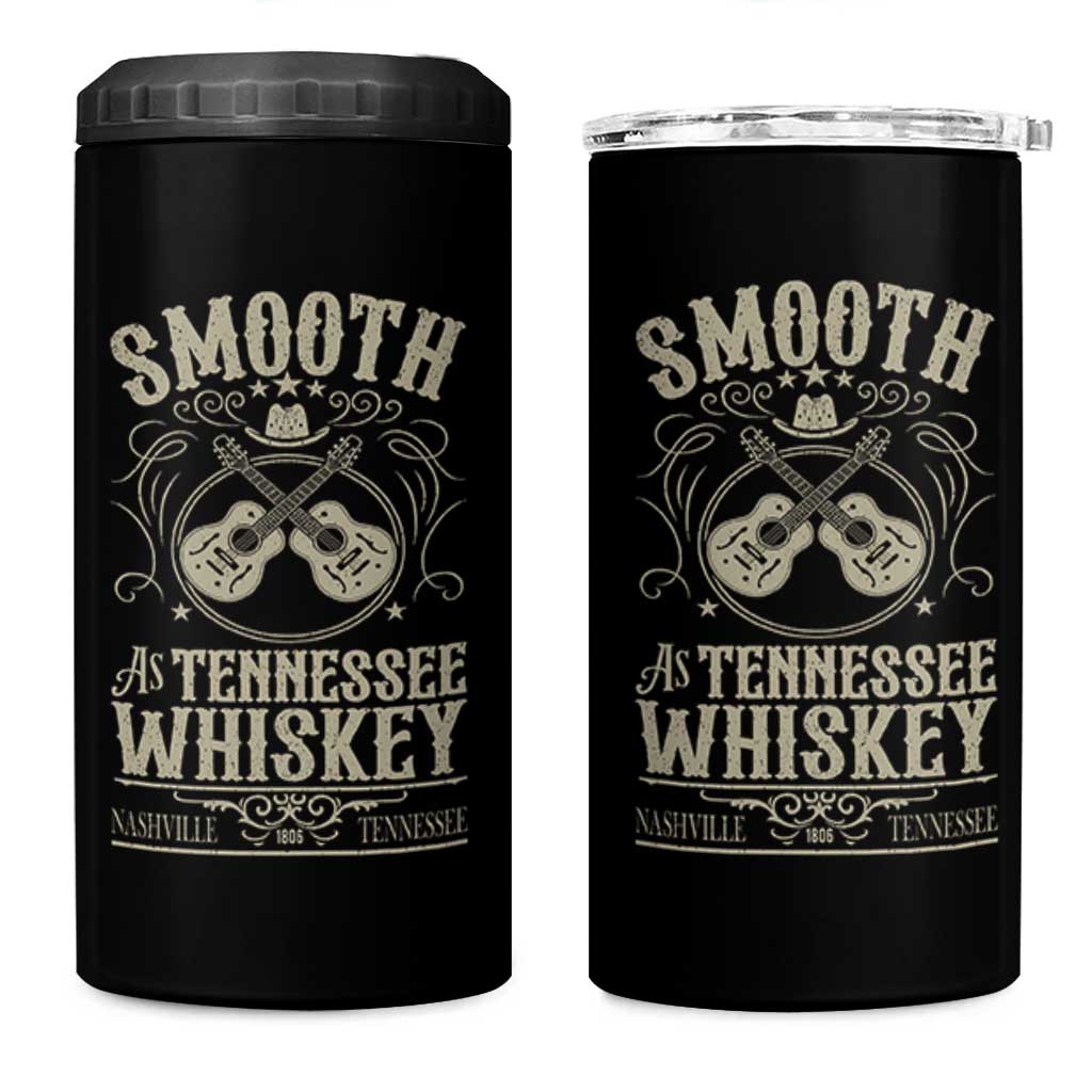 Smooth As Tennessee Whiskey 4 in 1 Can Cooler Tumbler Country Music Guitar Drinking Addict