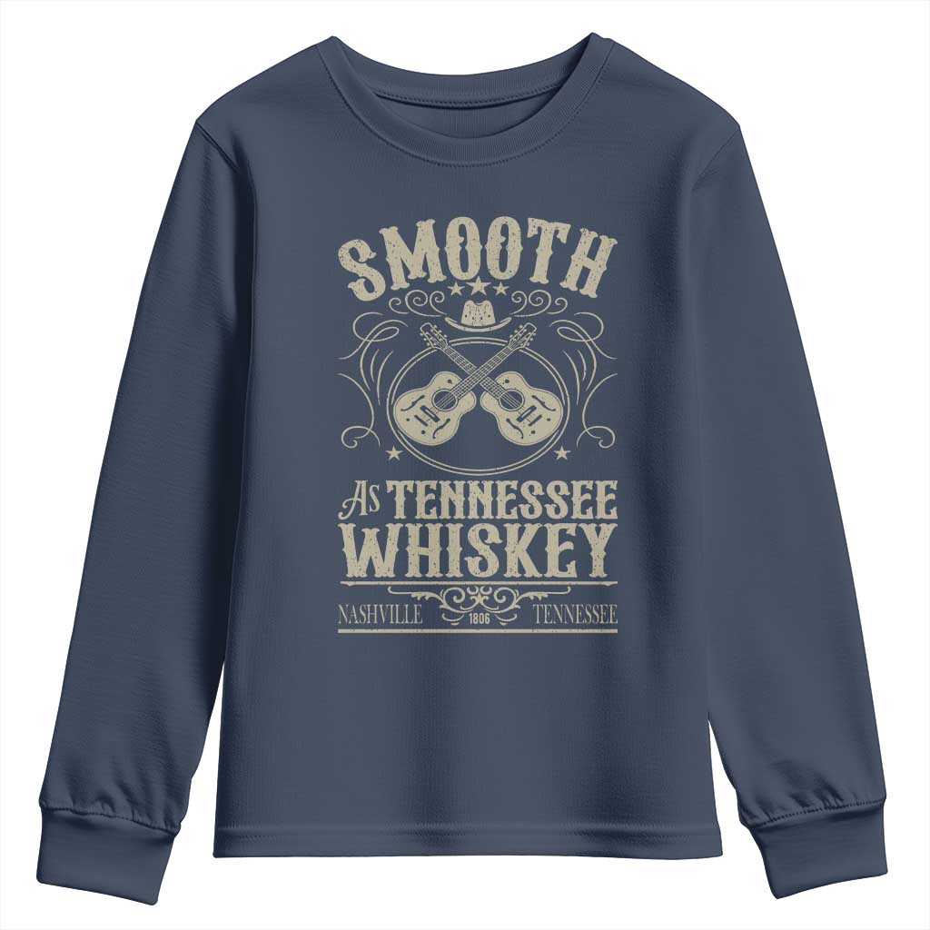 Smooth As Tennessee Whiskey Youth Sweatshirt Country Music Guitar Drinking Addict