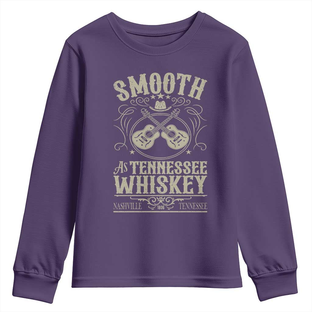 Smooth As Tennessee Whiskey Youth Sweatshirt Country Music Guitar Drinking Addict