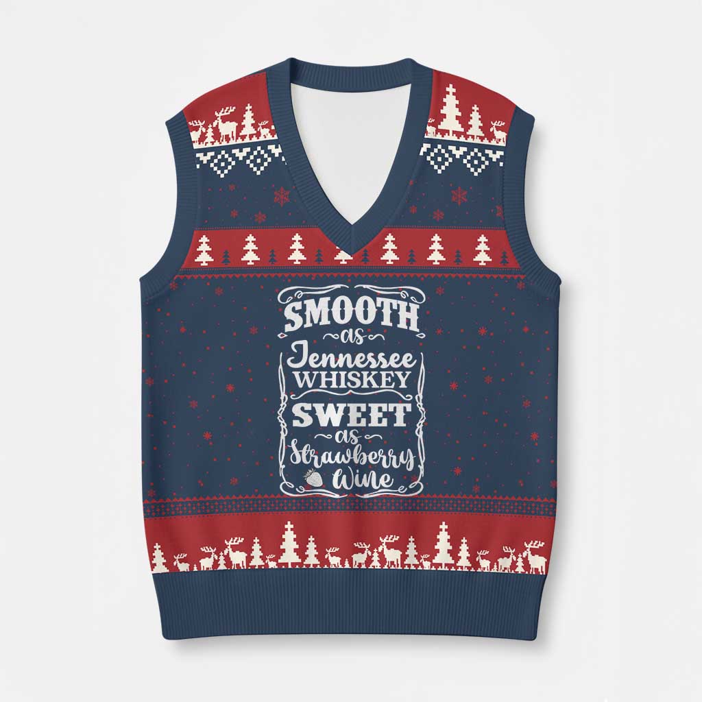 Smooth As Tennessee Whiskey V-Neck Knit Sweater Vest Sweet As Strawberry Wine Country Love