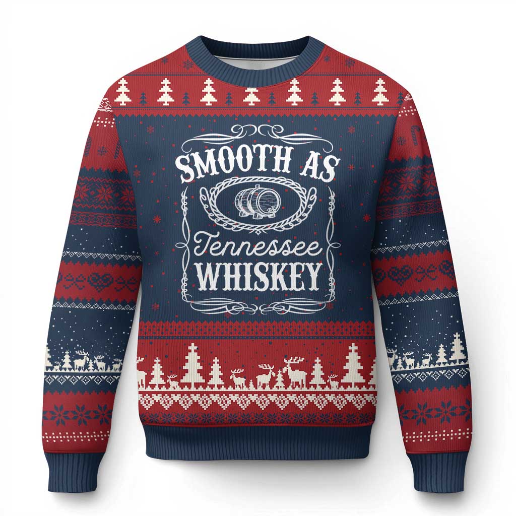 Smooth As Tennessee Whiskey Distillery Barrel Vintage Ugly Christmas Sweater