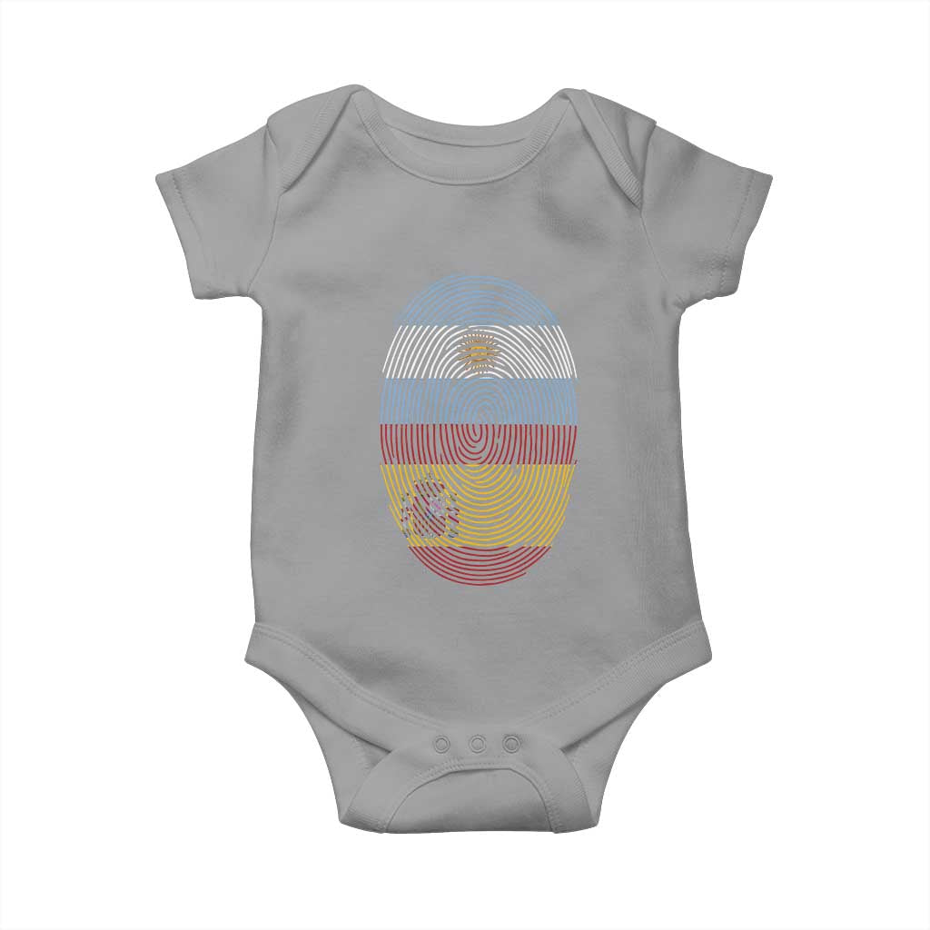 Argentina Spain Flag Fingerprint Graphic Baby Onesie Dual Heritage Spanish Argetine Pride Match Day