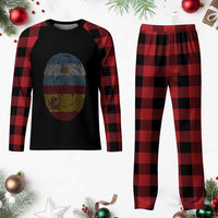 Argentina Spain Flag Fingerprint Graphic Plaid Pajama Set Dual Heritage Spanish Argetine Pride Match Day