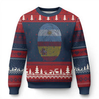 Argentina Spain Flag Fingerprint Graphic Ugly Christmas Sweater Dual Heritage Spanish Argetine Pride Match Day