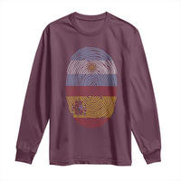 Argentina Spain Flag Fingerprint Graphic Long Sleeve Shirt Dual Heritage Spanish Argetine Pride Match Day