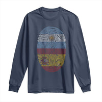 Argentina Spain Flag Fingerprint Graphic Long Sleeve Shirt Dual Heritage Spanish Argetine Pride Match Day