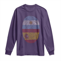 Argentina Spain Flag Fingerprint Graphic Long Sleeve Shirt Dual Heritage Spanish Argetine Pride Match Day