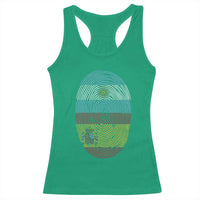 Argentina Spain Flag Fingerprint Graphic Racerback Tank Top Dual Heritage Spanish Argetine Pride Match Day