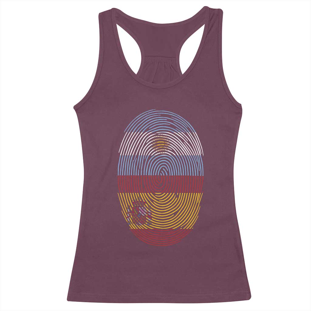 Argentina Spain Flag Fingerprint Graphic Racerback Tank Top Dual Heritage Spanish Argetine Pride Match Day