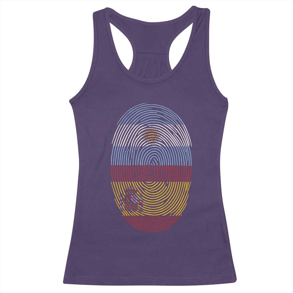 Argentina Spain Flag Fingerprint Graphic Racerback Tank Top Dual Heritage Spanish Argetine Pride Match Day