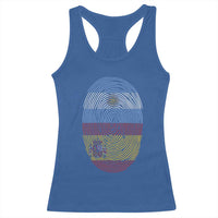 Argentina Spain Flag Fingerprint Graphic Racerback Tank Top Dual Heritage Spanish Argetine Pride Match Day