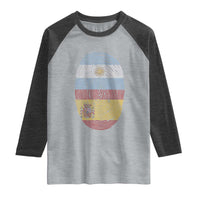 Argentina Spain Flag Fingerprint Graphic Raglan Shirt Dual Heritage Spanish Argetine Pride Match Day