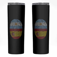 Argentina Spain Flag Fingerprint Graphic Skinny Tumbler Dual Heritage Spanish Argetine Pride Match Day
