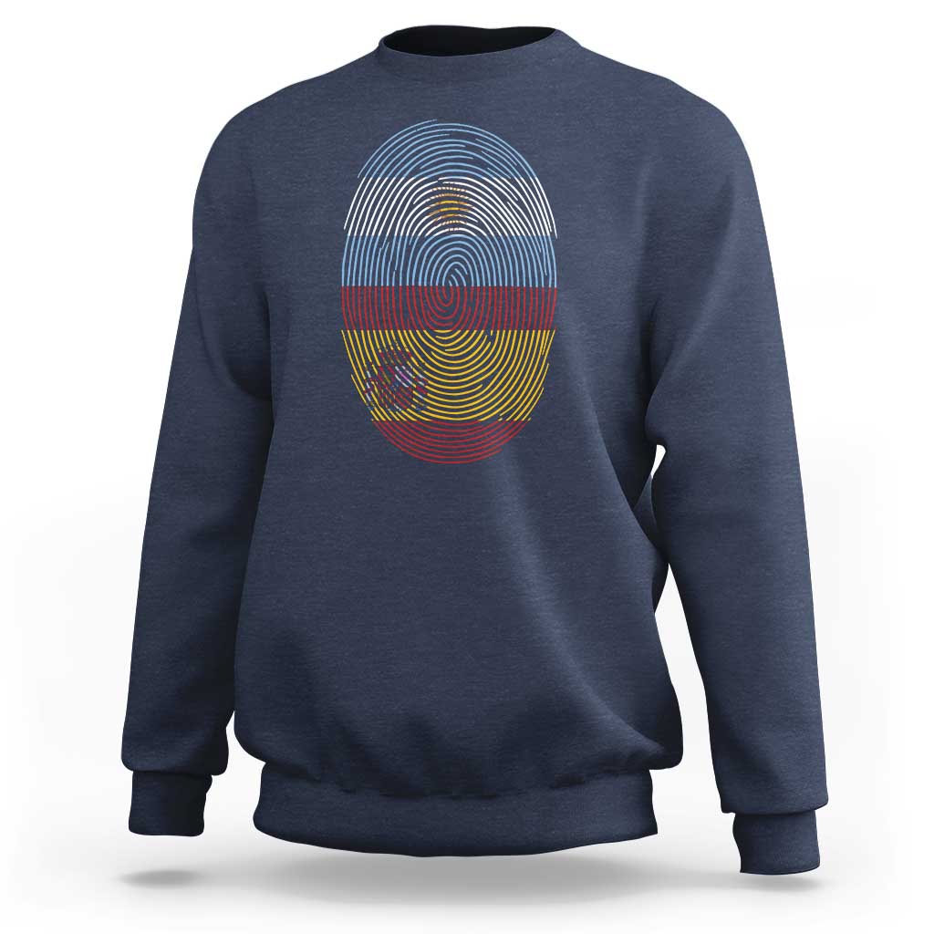 Argentina Spain Flag Fingerprint Graphic Sweatshirt Dual Heritage Spanish Argetine Pride Match Day
