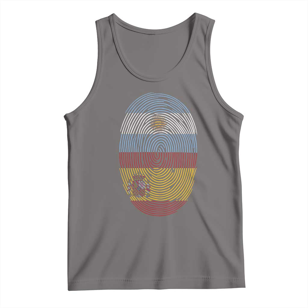 Argentina Spain Flag Fingerprint Graphic Tank Top Dual Heritage Spanish Argetine Pride Match Day