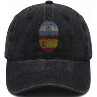 Argentina Spain Flag Fingerprint Graphic Washed Cotton Baseball Cap Dual Heritage Spanish Argetine Pride Match Day