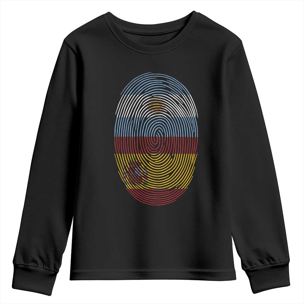 Argentina Spain Flag Fingerprint Graphic Youth Sweatshirt Dual Heritage Spanish Argetine Pride Match Day