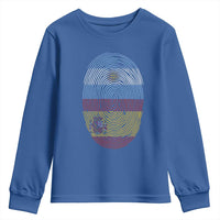 Argentina Spain Flag Fingerprint Graphic Youth Sweatshirt Dual Heritage Spanish Argetine Pride Match Day