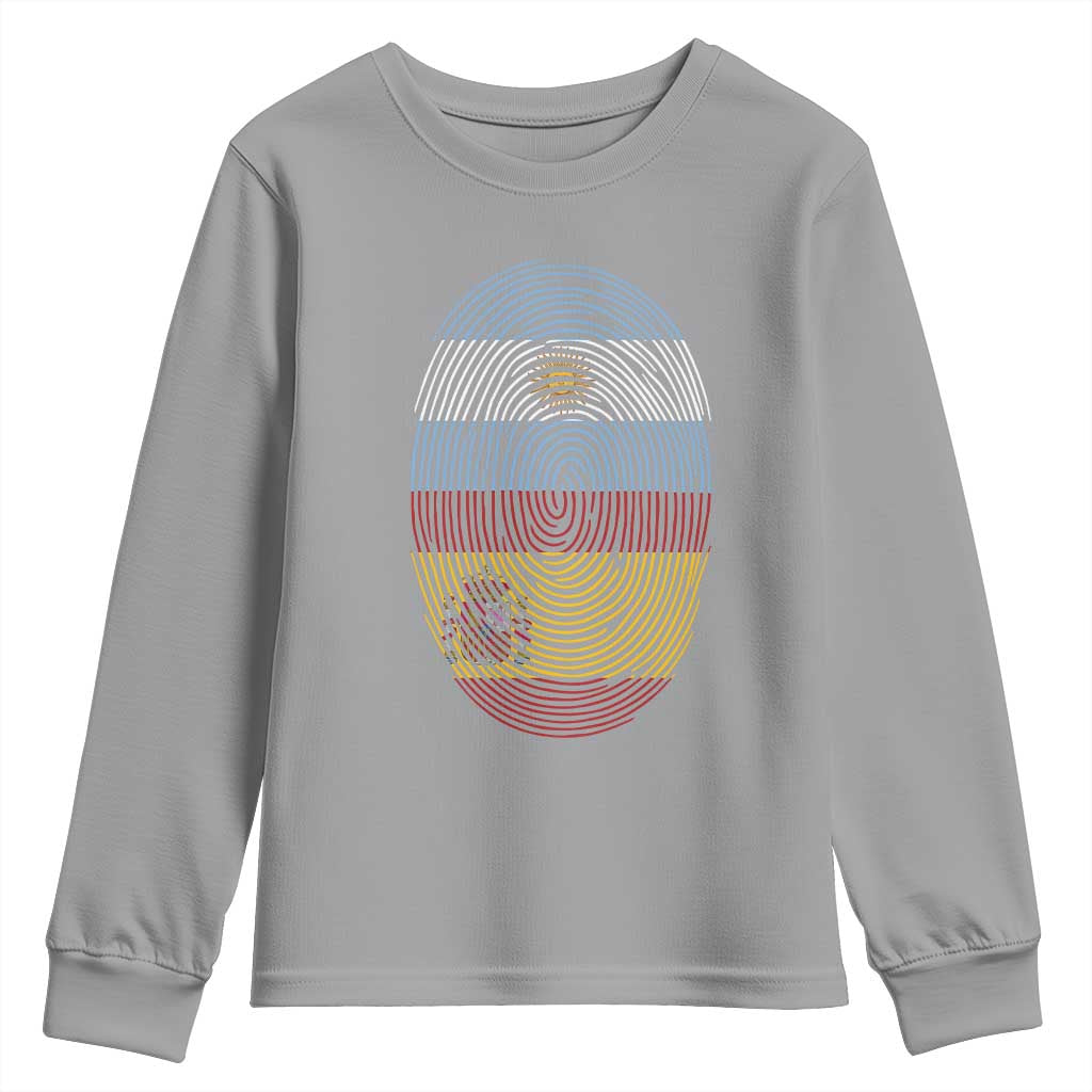 Argentina Spain Flag Fingerprint Graphic Youth Sweatshirt Dual Heritage Spanish Argetine Pride Match Day