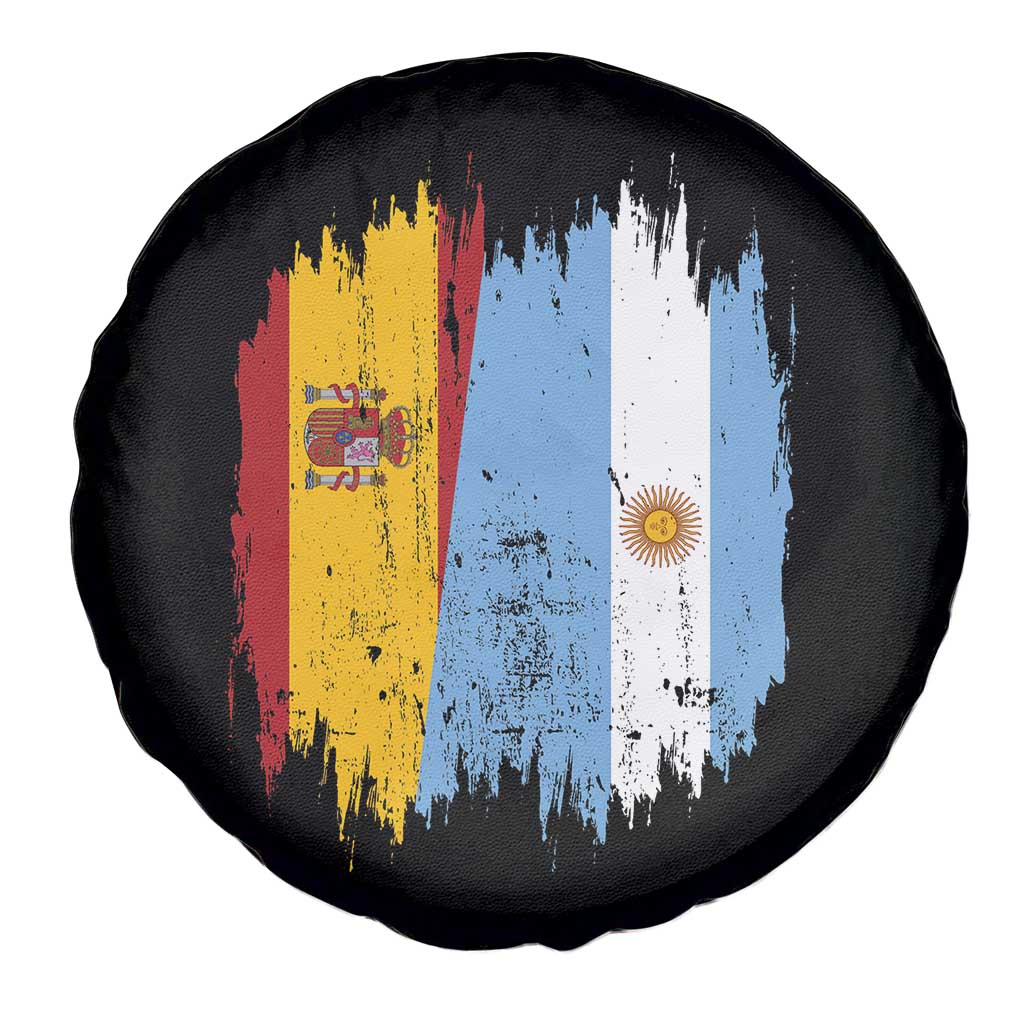 Argentina Spain Dual Heritage Flag Graphic Spare Tire Cover Vintage Spanish Argetine Match Day Pride