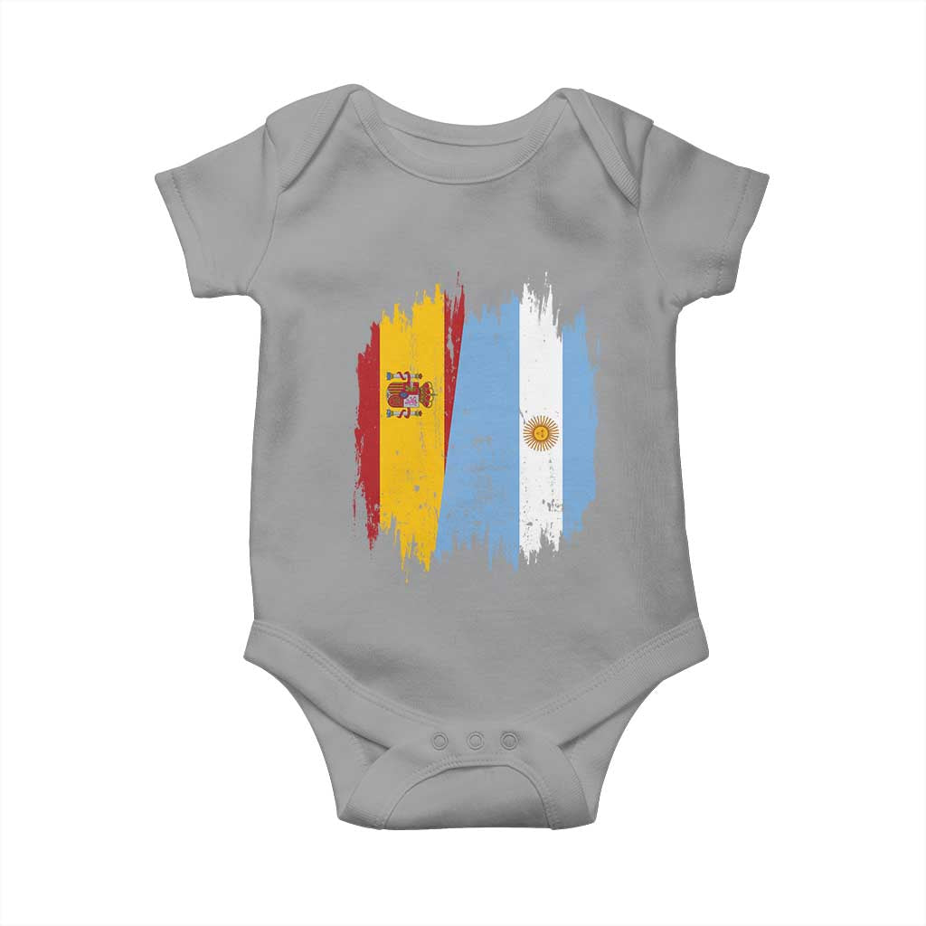 Argentina Spain Dual Heritage Flag Graphic Baby Onesie Vintage Spanish Argetine Match Day Pride