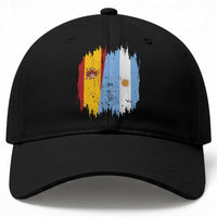 Argentina Spain Dual Heritage Flag Graphic Baseball Cap Vintage Spanish Argetine Match Day Pride