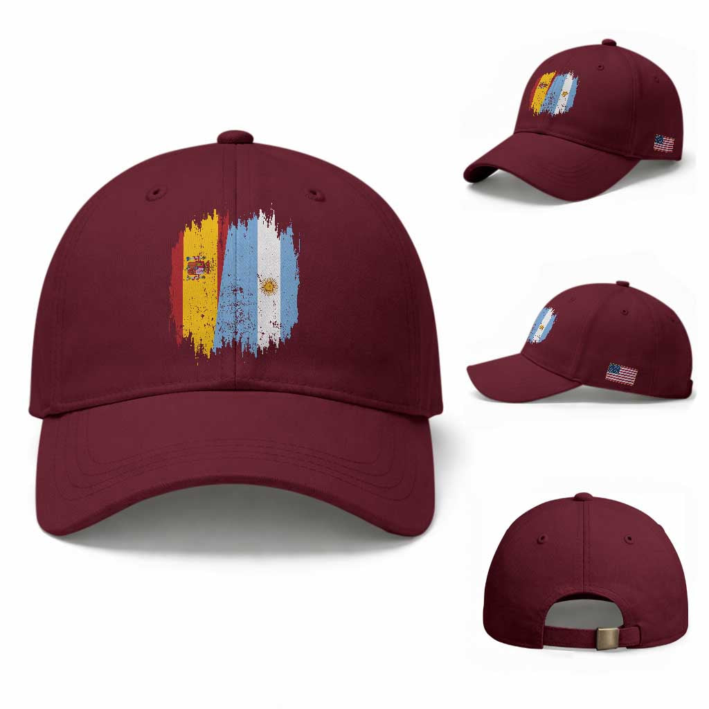 Argentina Spain Dual Heritage Flag Graphic Baseball Cap Vintage Spanish Argetine Match Day Pride