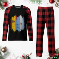 Argentina Spain Dual Heritage Flag Graphic Plaid Pajama Set Vintage Spanish Argetine Match Day Pride