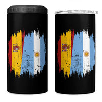 Argentina Spain Dual Heritage Flag Graphic 4 in 1 Can Cooler Tumbler Vintage Spanish Argetine Match Day Pride