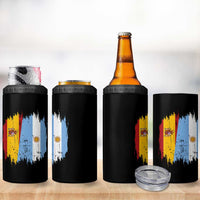 Argentina Spain Dual Heritage Flag Graphic 4 in 1 Can Cooler Tumbler Vintage Spanish Argetine Match Day Pride