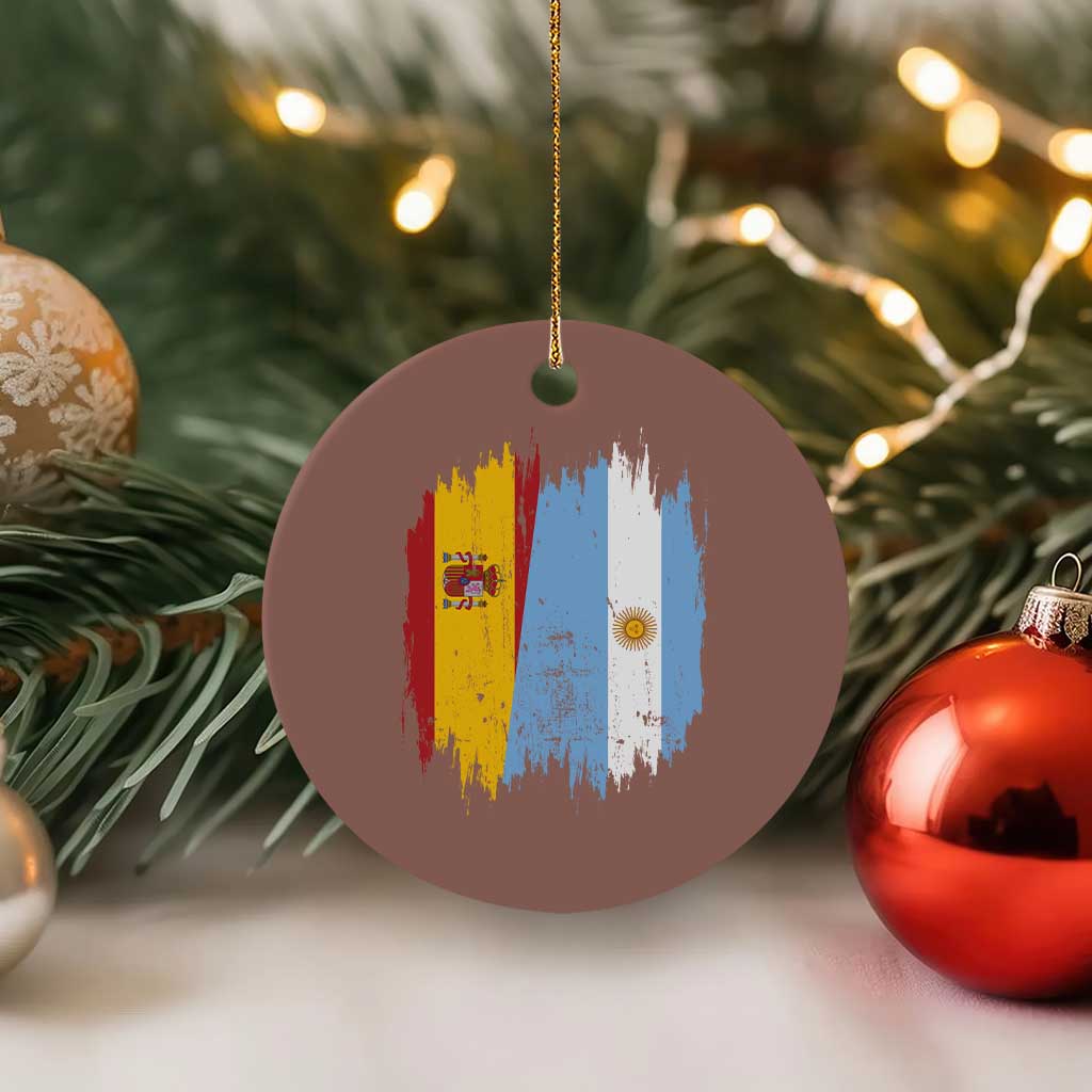 Argentina Spain Dual Heritage Flag Graphic Ceramic Ornament Vintage Spanish Argetine Match Day Pride