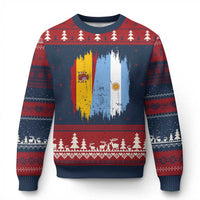 Argentina Spain Dual Heritage Flag Graphic Ugly Christmas Sweater Vintage Spanish Argetine Match Day Pride