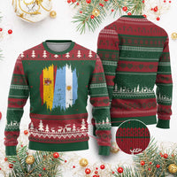 Argentina Spain Dual Heritage Flag Graphic Ugly Christmas Sweater Vintage Spanish Argetine Match Day Pride