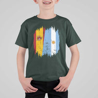 Argentina Spain Dual Heritage Flag Graphic T Shirt For Kid Vintage Spanish Argetine Match Day Pride