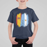 Argentina Spain Dual Heritage Flag Graphic T Shirt For Kid Vintage Spanish Argetine Match Day Pride