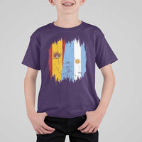 Argentina Spain Dual Heritage Flag Graphic T Shirt For Kid Vintage Spanish Argetine Match Day Pride