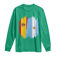 Argentina Spain Dual Heritage Flag Graphic Long Sleeve Shirt Vintage Spanish Argetine Match Day Pride