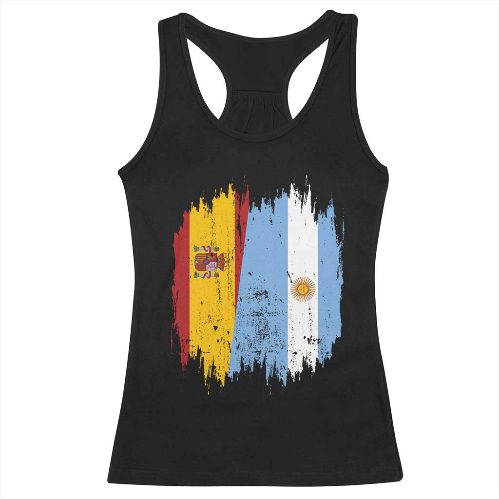 Argentina Spain Dual Heritage Flag Graphic Racerback Tank Top Vintage Spanish Argetine Match Day Pride