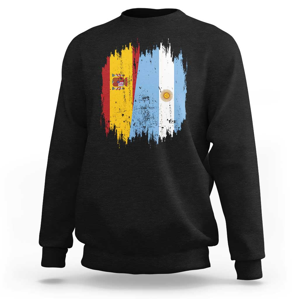 Argentina Spain Dual Heritage Flag Graphic Sweatshirt Vintage Spanish Argetine Match Day Pride