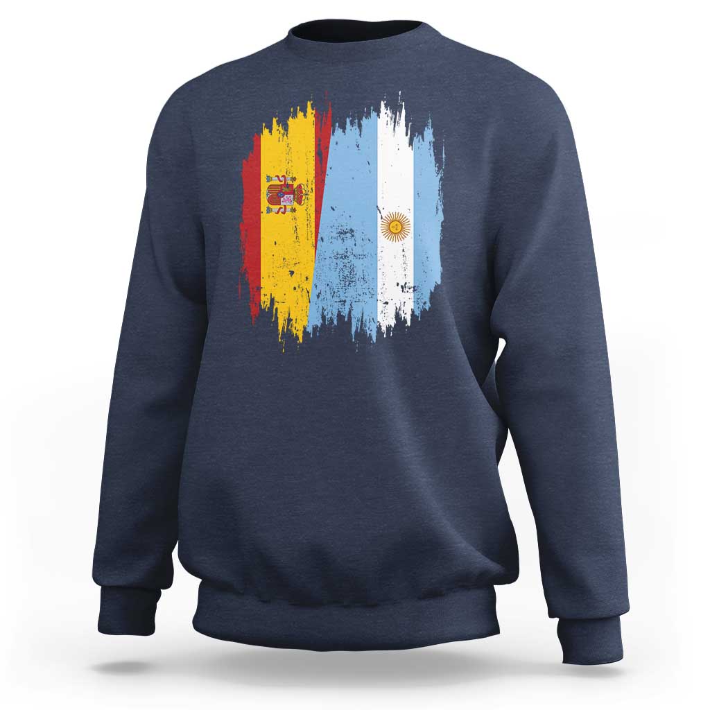 Argentina Spain Dual Heritage Flag Graphic Sweatshirt Vintage Spanish Argetine Match Day Pride